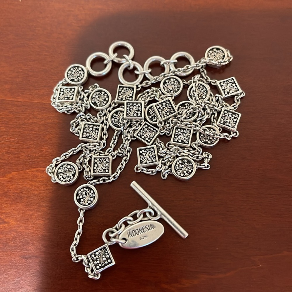 *Price Firm* LOIS HILL Sterling Silver Station Necklace w/ Scrolls / Beading